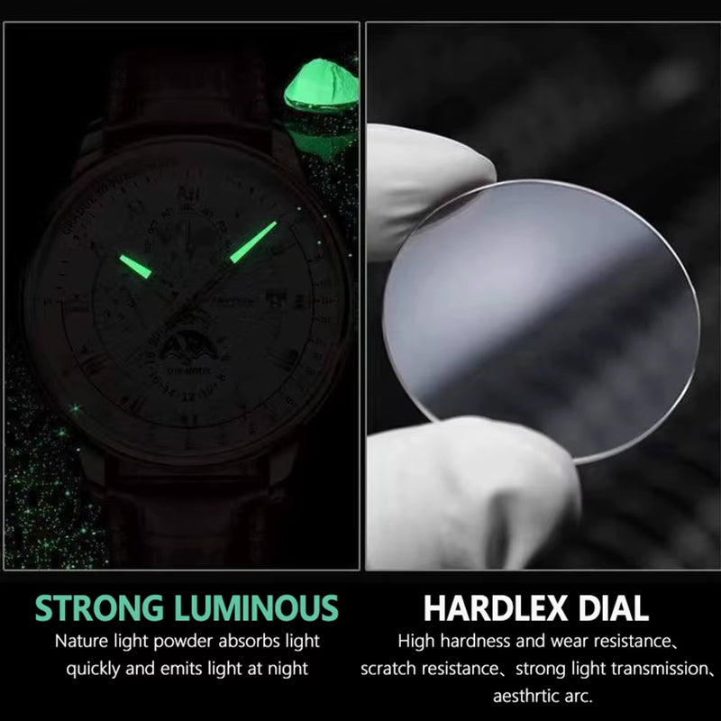 Men Watch 2022 New Fashion Leather Waterproof Luminous Top Brand Luxury Mens Quartz Wristwatch Men Sport Casual Watches