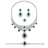 Fashion Green Zirconia Jewelry Sets UAE Dubai Bridal Jewelry Set for Women Wedding Party Nigerian African Necklace Earring Set