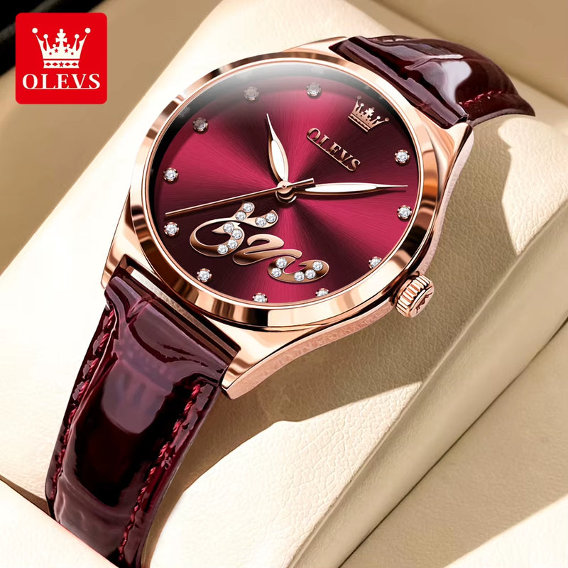 Fashion Luxury Women'S Watches Leather Strap Waterproof Luminous Ladies Watch Diamond Scale 520 Original Brand Wristwatch