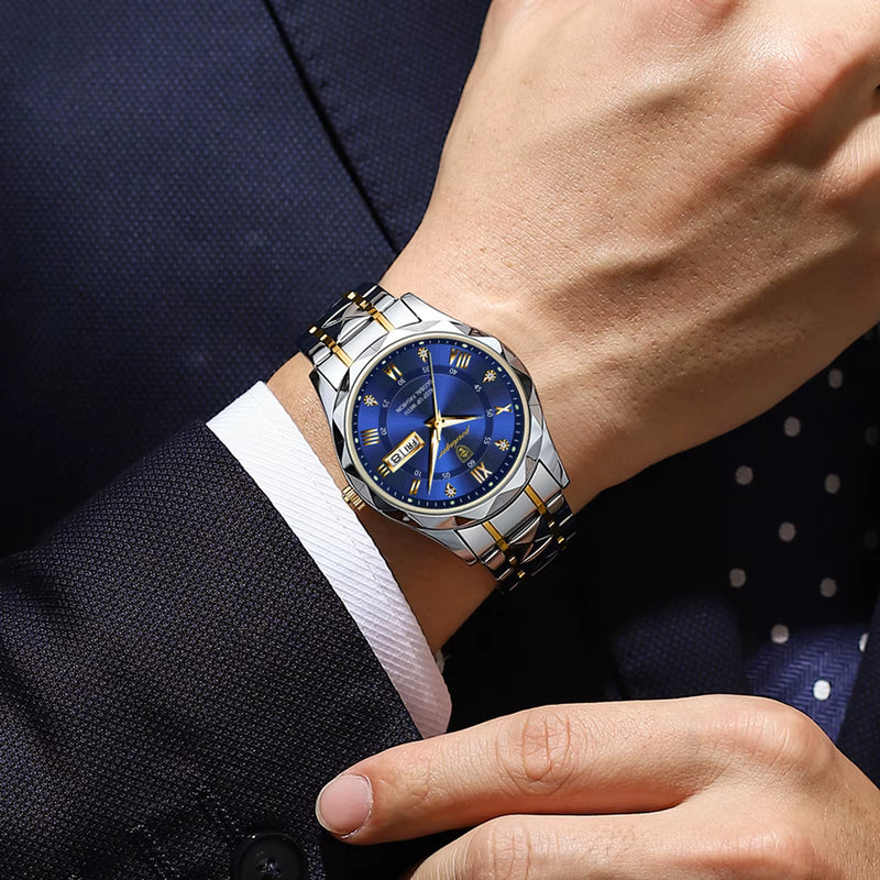 Luxury Men Watches Business Top Brand Man Wristwatch Waterproof Luminous Date Week Quartz Men'S Watch High Quality+Box