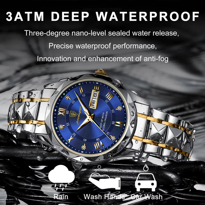 Luxury Men Watches Business Top Brand Man Wristwatch Waterproof Luminous Date Week Quartz Men'S Watch High Quality+Box