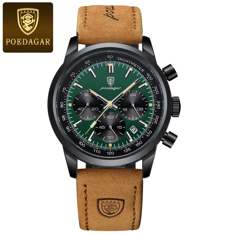 Luxury Man Watch High Quality Waterproof Chronograph Luminous Men'S Wristwatch Leather Men Quartz Watches Casual Clock
