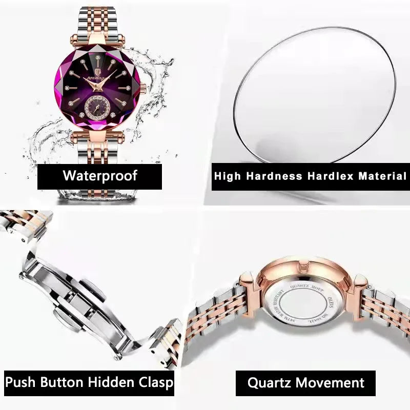 Luxury Watches for Ladies Top Brand Stainless Steel Waterproof Quartz Female Wrist Watch Relogio Feminino Girl Gift+Box