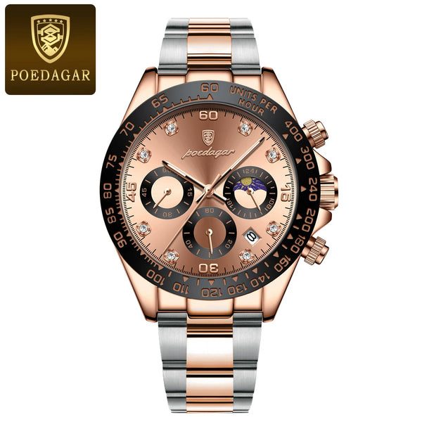 Luxury Watch for Men Chronograph Waterproof Luminous Date Man Wristwatch Stainless Steel Men'S Watches Quartz Clock+Box