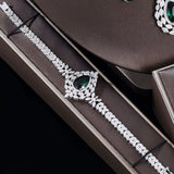 Fashion Green Zirconia Jewelry Sets UAE Dubai Bridal Jewelry Set for Women Wedding Party Nigerian African Necklace Earring Set