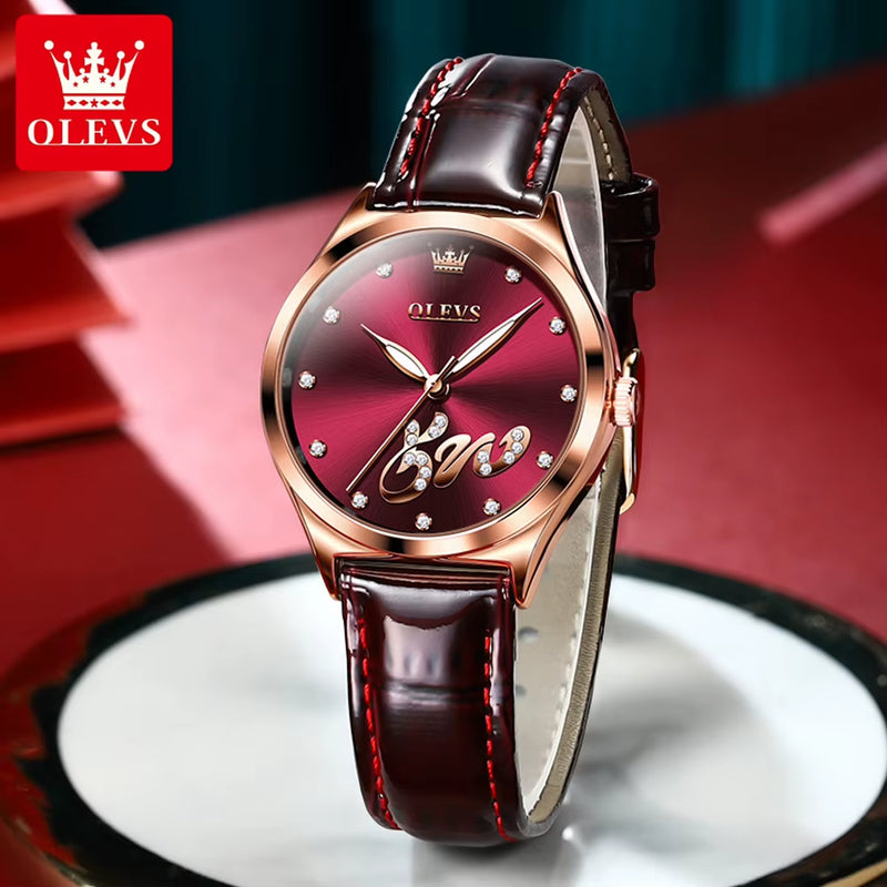 Fashion Luxury Women'S Watches Leather Strap Waterproof Luminous Ladies Watch Diamond Scale 520 Original Brand Wristwatch