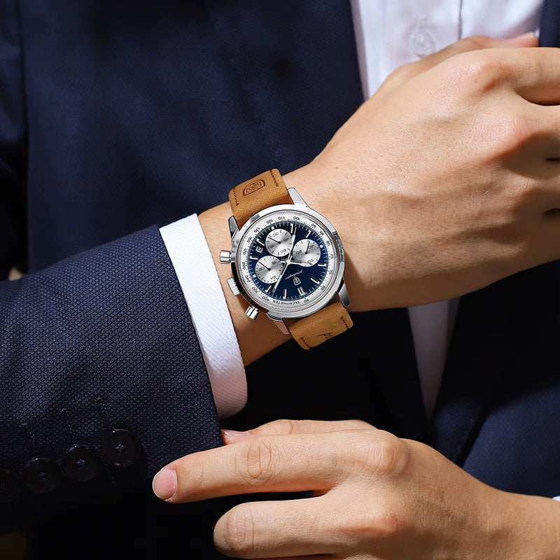 Luxury Man Watch High Quality Waterproof Chronograph Luminous Men'S Wristwatch Leather Men Quartz Watches Casual Clock