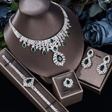 Fashion Green Zirconia Jewelry Sets UAE Dubai Bridal Jewelry Set for Women Wedding Party Nigerian African Necklace Earring Set