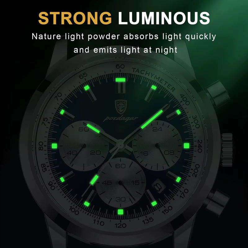 Luxury Man Watch High Quality Waterproof Chronograph Luminous Men'S Wristwatch Leather Men Quartz Watches Casual Clock