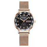 Women Watch Stainless Steel Mesh Rose Gold Simple Waterproof Luminous Ladies Watches Luxury Quartz Elegant