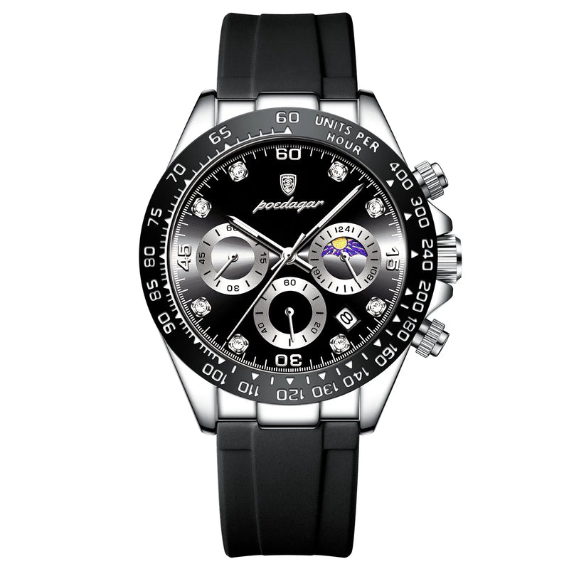 Luxury Watch for Men Chronograph Waterproof Luminous Date Man Wristwatch Stainless Steel Men'S Watches Quartz Clock+Box