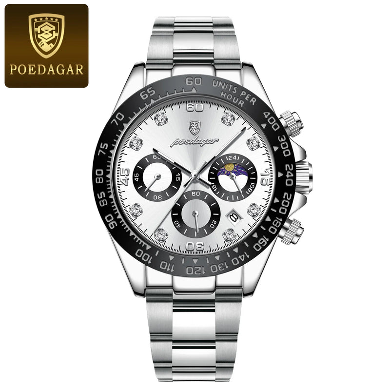 Luxury Watch for Men Chronograph Waterproof Luminous Date Man Wristwatch Stainless Steel Men'S Watches Quartz Clock+Box