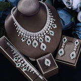Luxury Drop Earrings Necklace Cubic Zirconia Jewelry 4Pcs Set Dubai Birdal Jewelry Sets Wedding Pary Brides Accessories