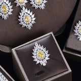 Luxury Drop Earrings Necklace Cubic Zirconia Jewelry 4Pcs Set Dubai Birdal Jewelry Sets Wedding Pary Brides Accessories