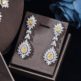Luxury Drop Earrings Necklace Cubic Zirconia Jewelry 4Pcs Set Dubai Birdal Jewelry Sets Wedding Pary Brides Accessories