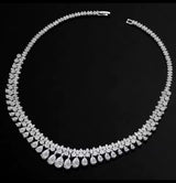 Luxury White Cubic Zirconia Bridal Jewelry Set Brides Accessories Tassel Water Drop Necklace Earring 4pcs Set for Wedding Party