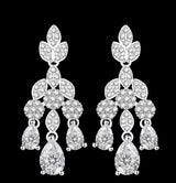 Luxury White Cubic Zirconia Bridal Jewelry Set Brides Accessories Tassel Water Drop Necklace Earring 4pcs Set for Wedding Party