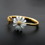 Korean Style Cute Small Daisy Flower Stud Earrings for Women Girls Sweet Statement Asymmetrical Earring Party Jewelry Gifts