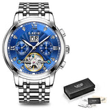 Men's Luxury Automatic Mechanical Tourbillon Watch - Stainless Steel Sport Timepiece