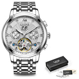 Men's Luxury Automatic Mechanical Tourbillon Watch - Stainless Steel Sport Timepiece