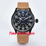 Parnis Pilot Aviator Men's Watch Classic Asia 6497 Hand-winding Movement Black White Dial Luminous 316L Stainless Steel 44mm