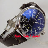Parnis Pilot Aviator Men's Watch Classic Asia 6497 Hand-winding Movement Black White Dial Luminous 316L Stainless Steel 44mm
