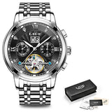 Men's Luxury Automatic Mechanical Tourbillon Watch - Stainless Steel Sport Timepiece