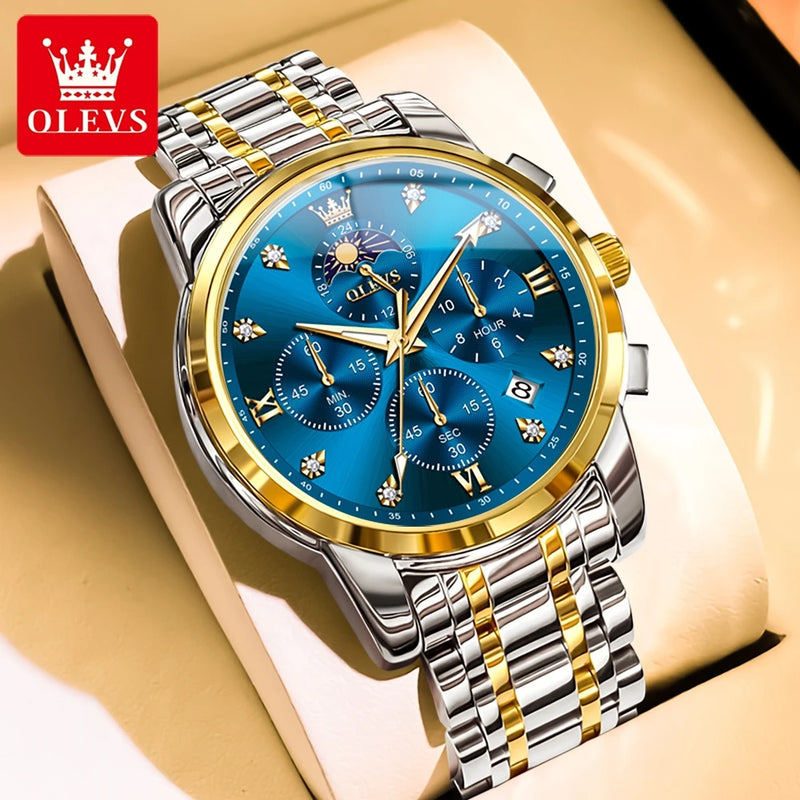 3655 Original New Quartz Watch for Men Chronograph Waterproof Business Man Watch Wristwatch Stainless Steel Luxury Watch