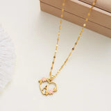 Korean Flower Stainless Steel Initial Letter Name Pendant Necklace for Women Men A-Z Letters Friendship Choker Jewelry Gifts