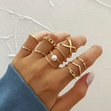 Gold Rings Set 5pc - Beauty & Butterflies