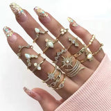 Gold Rings Set 5pc - Beauty & Butterflies