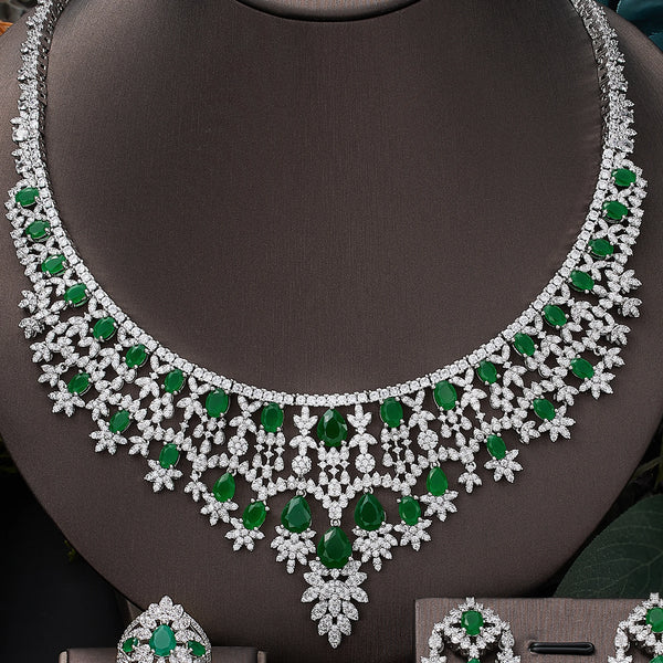 2022 New 4-Piece Suit Cubic Zirconia Bride Jewelry Set Women'S Party, Deluxe Dubai Crystal Wedding Jewelry Set