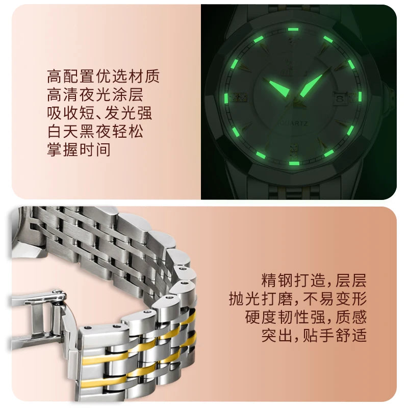 Original Brand Elegant Women'S Watches Waterproof Luminous Quartz Watch for Lady Necklace Bracelet Gift Box Set Calendar