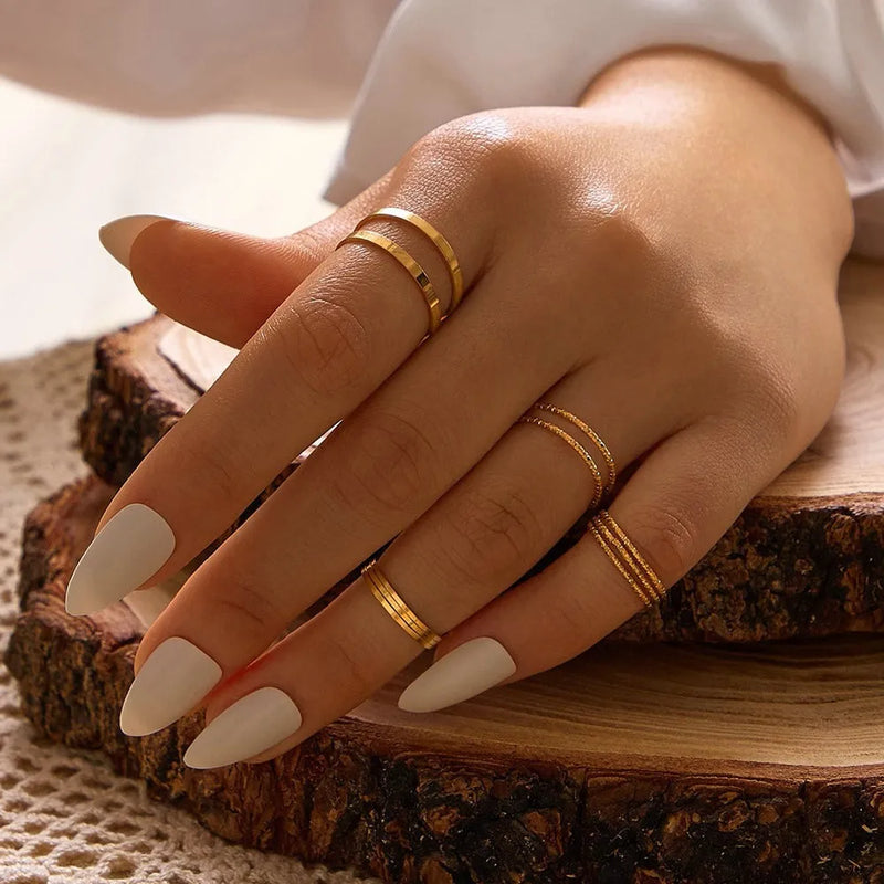 Gold Rings Set 5pc - Beauty & Butterflies
