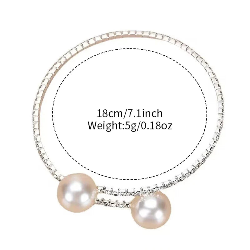 2PCS/Set Women's Pearl Bracelet Watch Set