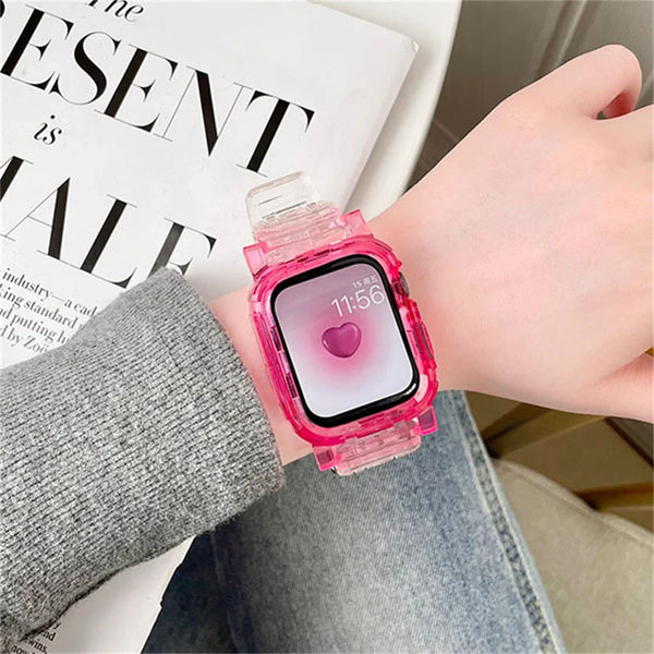 Korean Cute Transparent Apple Watch Band and Case