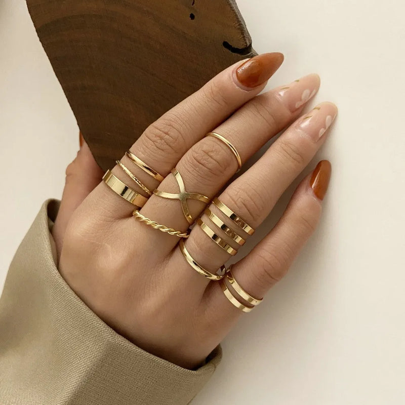 Gold Rings Set 5pc - Beauty & Butterflies