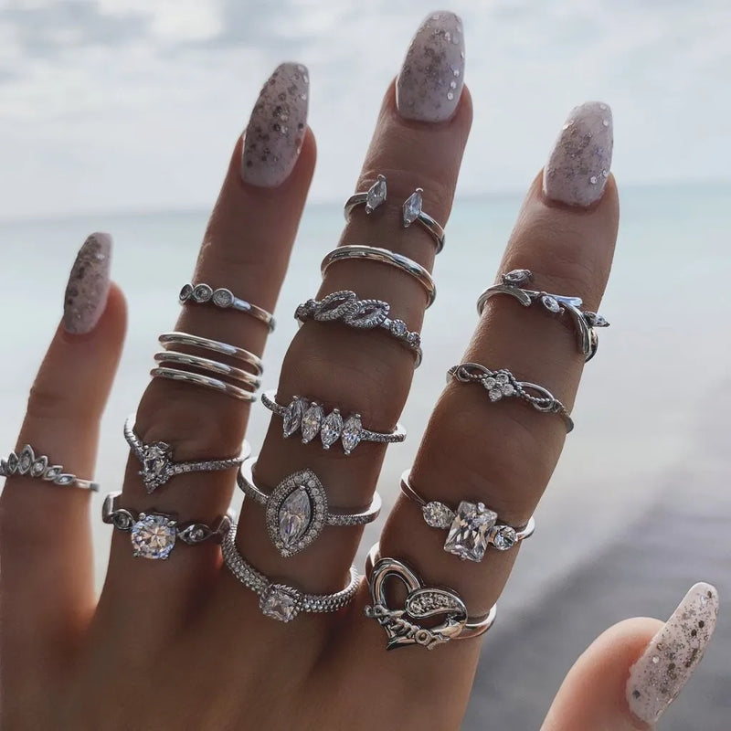 Gold Rings Set 5pc - Beauty & Butterflies