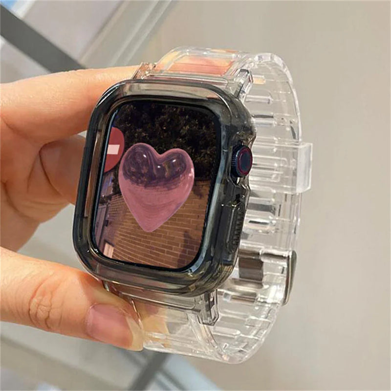 Korean Cute Transparent Apple Watch Band and Case