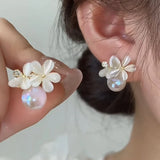 Luxury Trend Black Color Double Layer Earrings for Women Korean Crystal Zircon Geometric Earring Bride Wedding Statement Jewelry