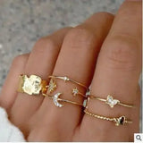 Gold Rings Set 5pc - Beauty & Butterflies