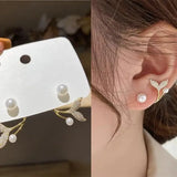 Exquisite Leaves Crystal Flower Stud Earrings for Women AAA Zircon Rose Butterfly Tassel Earring Bride Wedding Party Jewelry