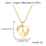 Korean Flower Stainless Steel Initial Letter Name Pendant Necklace for Women Men A-Z Letters Friendship Choker Jewelry Gifts