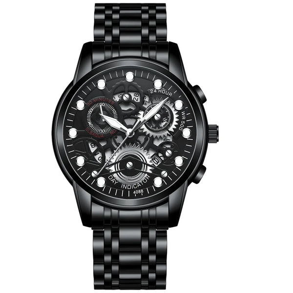 Watch Men Original Hollow Out Trendy Quartz Wristwatch Stainless Steel Waterproof Luminous Male Fashion Clock Watches