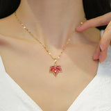 Exquisite Micro Inlaid Zircon Butterfly Tassel Necklace for Women Stainless Steel Moon Butterfly Flower Clavicle Choker Jewelry