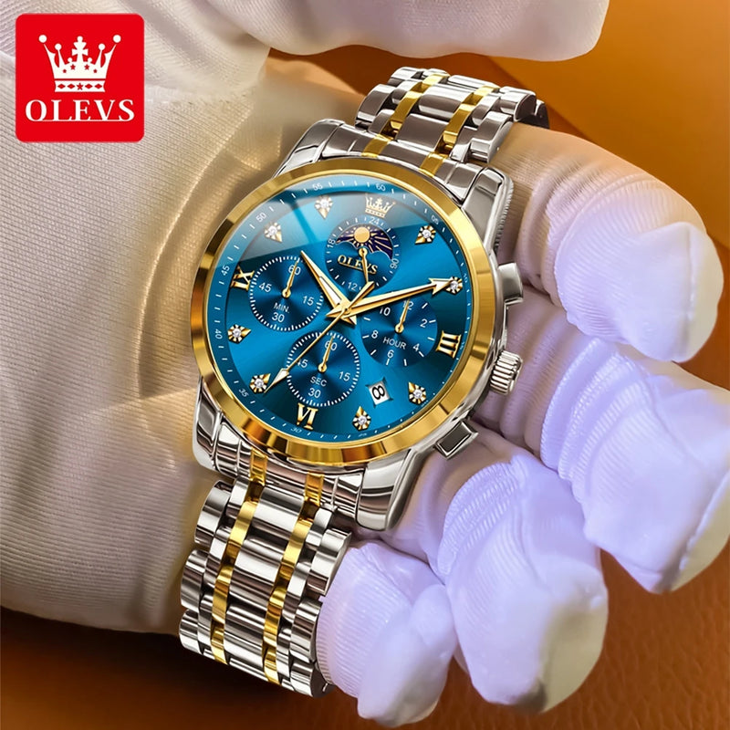 3655 Original New Quartz Watch for Men Chronograph Waterproof Business Man Watch Wristwatch Stainless Steel Luxury Watch