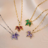 Exquisite Micro Inlaid Zircon Butterfly Tassel Necklace for Women Stainless Steel Moon Butterfly Flower Clavicle Choker Jewelry