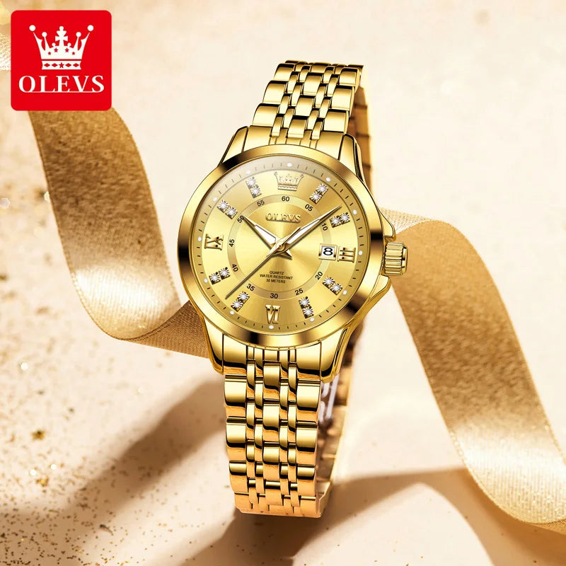 Original Luxury Couple Watch Waterproof Luminous Quartz Watch His and Her Stainless Steel Strap Temperament Wristwatch