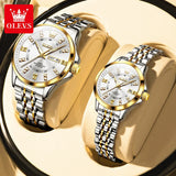 Original Luxury Couple Watch Waterproof Luminous Quartz Watch His and Her Stainless Steel Strap Temperament Wristwatch