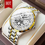 Men'S Watch Business Light Luxury High-End Brand Versatile Gold Hollow Male Fashion Quartz Clock Watches